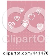 Poster, Art Print Of Pink Background Of Suspended Hearts Over Dots