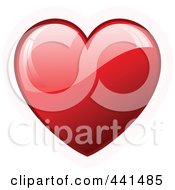 Poster, Art Print Of Shiny Red Heart With A Faint Pink Outline On White