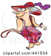 Cartoon Stylish Woman Wearing Beads And A Hat