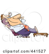 Poster, Art Print Of Cartoon Businessman Relaxing With His Feet Up