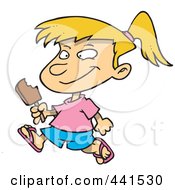Royalty Free RF Clip Art Illustration Of A Cartoon Girl Eating A Refreshing Popsicle