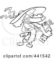 Cartoon Black And White Outline Design Of A Stylish Poodle Wearing A Hat