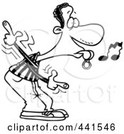 Royalty Free RF Clip Art Illustration Of A Cartoon Black And White Outline Design Of A Whistling Referee by toonaday