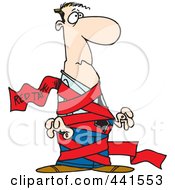 Royalty Free RF Clip Art Illustration Of A Cartoon Businessman Tied Up In Red Tape by toonaday