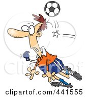 Royalty Free RF Clip Art Illustration Of A Cartoon Soccer Ball Hitting A Referee by toonaday