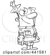 Cartoon Black And White Outline Design Of A Saluting Royal Canadian Mounted Police Man