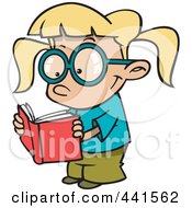 Poster, Art Print Of Cartoon Happy Girl Reading