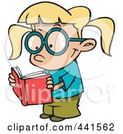 Royalty Free RF Clip Art Illustration Of A Cartoon Happy Girl Reading