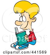 Poster, Art Print Of Cartoon Happy Boy Reading