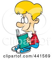 Royalty Free RF Clip Art Illustration Of A Cartoon Happy Boy Reading
