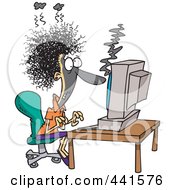 Poster, Art Print Of Cartoon Woman Covered In Soot At A Computer