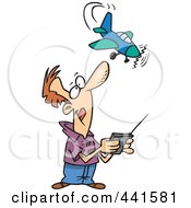 Poster, Art Print Of Cartoon Man Flying A Remote Control Plane
