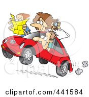 Poster, Art Print Of Cartoon Family Driving A Rally