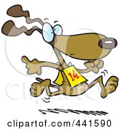 Poster, Art Print Of Cartoon Dog Running In A Race