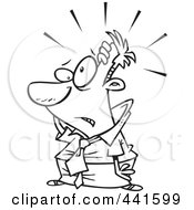 Royalty Free RF Clip Art Illustration Of A Cartoon Black And White Outline Design Of A Businessman Slapping His Forehead