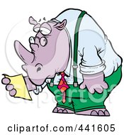 Poster, Art Print Of Cartoon Business Rhino Reading A Memo