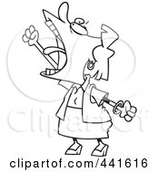 Royalty Free RF Clip Art Illustration Of A Cartoon Black And White Outline Design Of A Mad Woman Ranting
