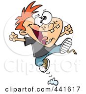 Royalty Free RF Clip Art Illustration Of A Cartoon Rambunctious Boy Jumping by toonaday