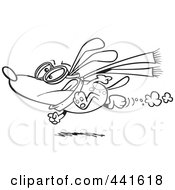 Royalty Free RF Clip Art Illustration Of A Cartoon Black And White Outline Design Of A Race Dog Running By