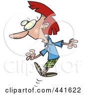 Royalty Free RF Clip Art Illustration Of A Cartoon Shocked Woman Jumping by toonaday