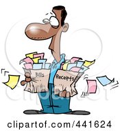 Poster, Art Print Of Cartoon Man Carrying Bags Of Bills And Receipts