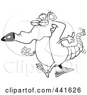 Poster, Art Print Of Cartoon Black And White Outline Design Of A Rat Walking