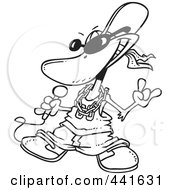 Poster, Art Print Of Cartoon Black And White Outline Design Of A Duck Rapper