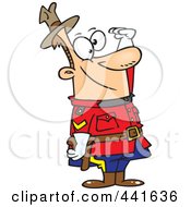 Royalty Free RF Clip Art Illustration Of A Cartoon Saluting Royal Canadian Mounted Police Man by toonaday