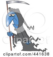 Poster, Art Print Of Cartoon Grim Reaper With A Scythe