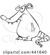 Royalty Free RF Clip Art Illustration Of A Cartoon Black And White Outline Design Of A Fat Rat by toonaday