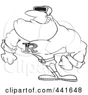 Royalty Free RF Clip Art Illustration Of A Cartoon Black And White Outline Design Of A Ray Man Super Hero