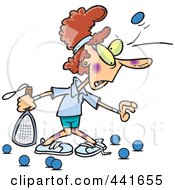 Poster, Art Print Of Cartoon Woman Getting Bruised During Racquetball