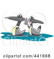 Royalty-Free (RF) Clip Art Illustration of a Cartoon Pair Of Loons by toonaday #COLLC441668-0008