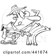 Royalty Free RF Clip Art Illustration Of A Cartoon Black And White Outline Design Of A Lost Hiker Using A Map