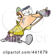 Poster, Art Print Of Cartoon Golfer Using Binoculars