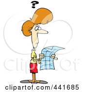 Royalty Free RF Clip Art Illustration Of A Cartoon Lost Woman Trying To Read A Map