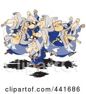 Royalty Free RF Clip Art Illustration Of A Cartoon Group Of Leaping Lords One On A Pogo Stick