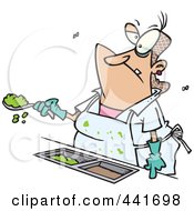 Poster, Art Print Of Cartoon Lunch Lady Serving Goop In A School Cafeteria