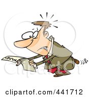 Royalty Free RF Clip Art Illustration Of A Cartoon Lost Businessman Reading A Map by toonaday