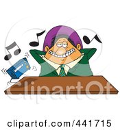 Poster, Art Print Of Cartoon Lazy Boss Listening To Loud Music