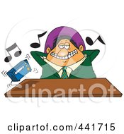 Royalty Free RF Clip Art Illustration Of A Cartoon Lazy Boss Listening To Loud Music