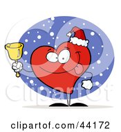 Poster, Art Print Of Red Heart Philanthropist Ringing A Bell For Donations And Wearing A Santa Hat