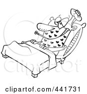 Royalty Free RF Clip Art Illustration Of A Cartoon Black And White Outline Design Of A Man Sick With Love