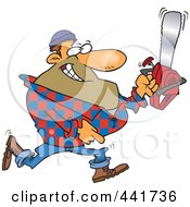 Poster, Art Print Of Cartoon Lumberjack Carrying A Saw