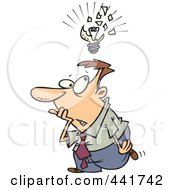 Royalty Free RF Clip Art Illustration Of A Cartoon Businessman With A Lousy Idea by toonaday