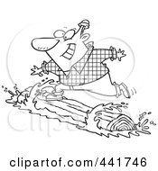 Poster, Art Print Of Cartoon Black And White Outline Design Of A Lumberjack Log Rolling