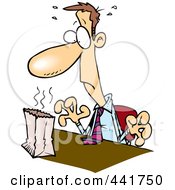 Royalty Free RF Clip Art Illustration Of A Cartoon Businessman With Stinky Lunch by toonaday