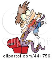 Royalty Free RF Clip Art Illustration Of A Cartoon Boy Being Strangled By A Monster In His Lunch Box by toonaday