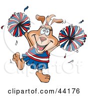 Clipart Illustration Of A Cheerleader Sparkette Dog Character Waving Pom Poms