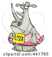 Royalty Free RF Clip Art Illustration Of A Cartoon Loser Ballerina Rhino by toonaday